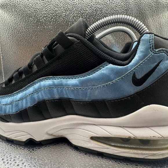 RARE 🚀 Size‎ 6Y - Nike Air Max 95 GS Black Light Current Blue Women’s Sneakers - Picture 9 of 12